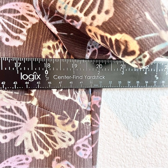 Christopher & Banks Butterfly Print Dress Size 14 Brown Pink Purple Layered Look - Picture 7 of 11